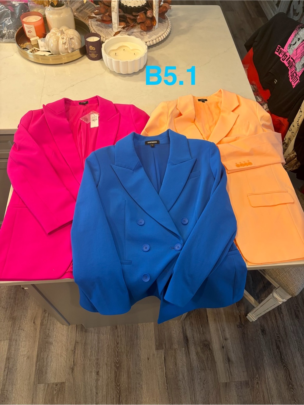 Express Double-Breasted Royal Blue, pink, and orange Blazer, sport jacket